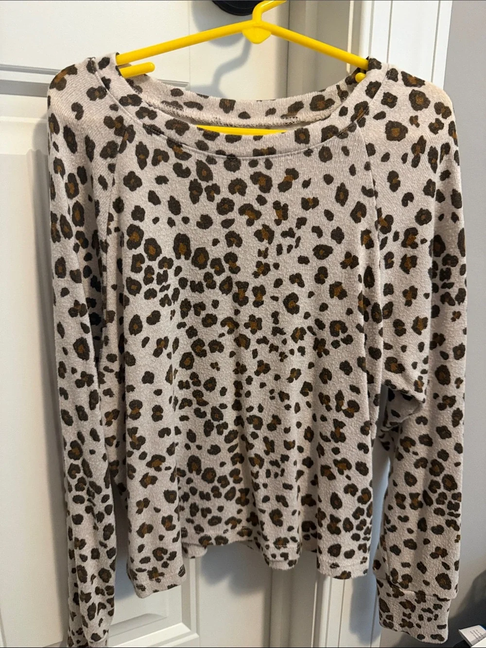 GAP Taupe Leopard-Print Long Sleeve Sweatshirt